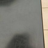 Old vintage wooden coffee table with tubular base