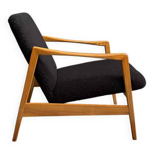 Fauetuil en tissu bouclé - noir