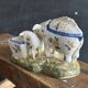 Antique earthenware pig box, salt cellar or mustard pot, floral decoration.