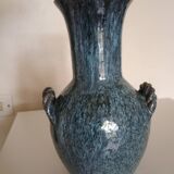Accolay pottery Yonne - Double handle woven vase - Blue-grey glazed stoneware