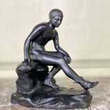 Hermès at rest, black patinated bronze after the antique.