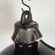 Industrial Black Enamel Factory Lamp with Cast Iron Top, 1950s