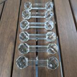 Ensemble de 6 anciens porte-couteaux en verre ou cristal à pointes de diamant