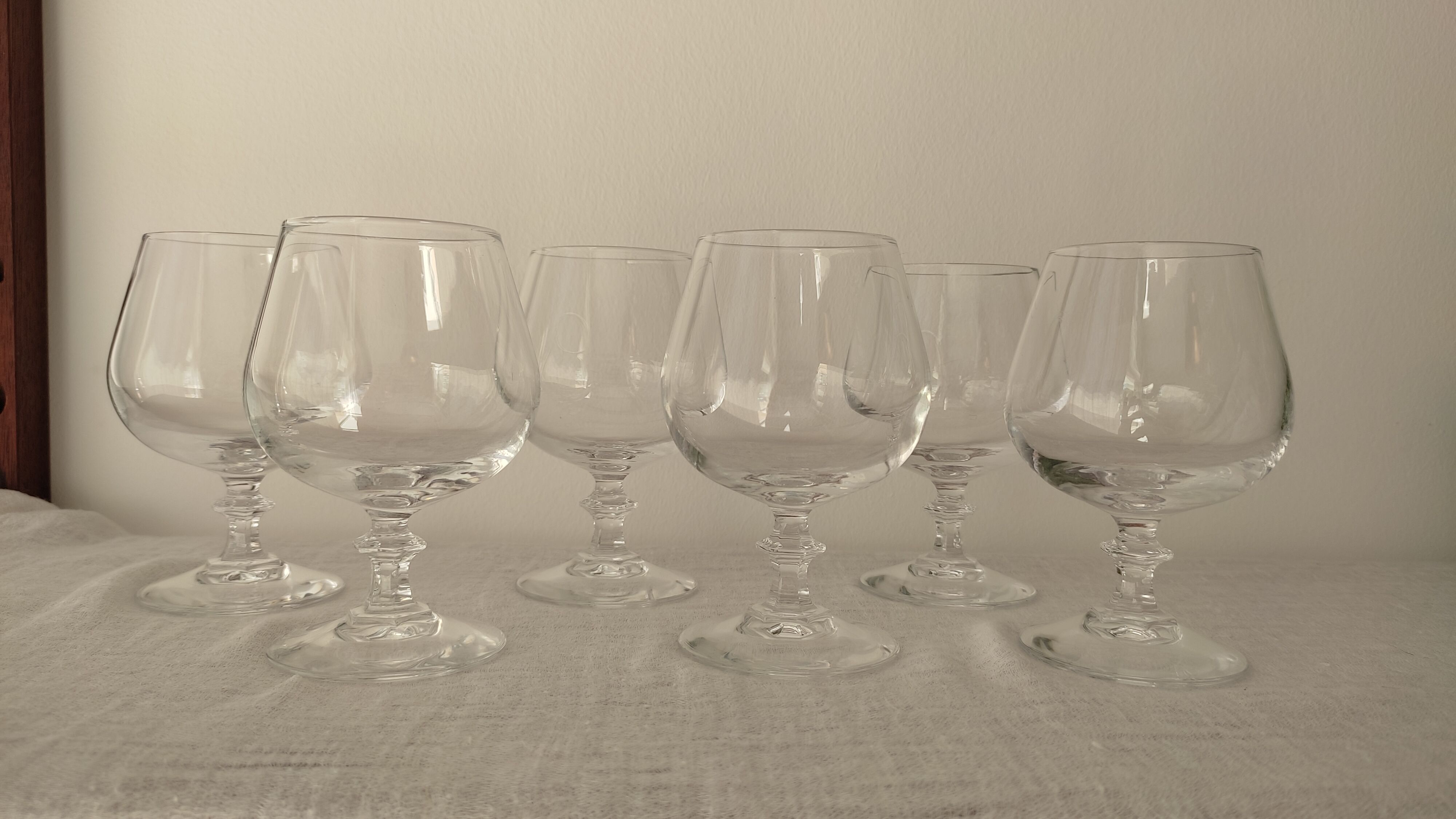 Cognac glasses in vintage arque crystal octagonal foot