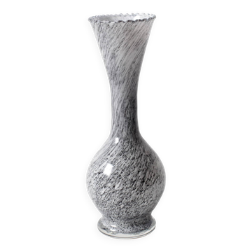 Vase en verre de Murano bicolore vintage blanc et noir / Italie / années 1970