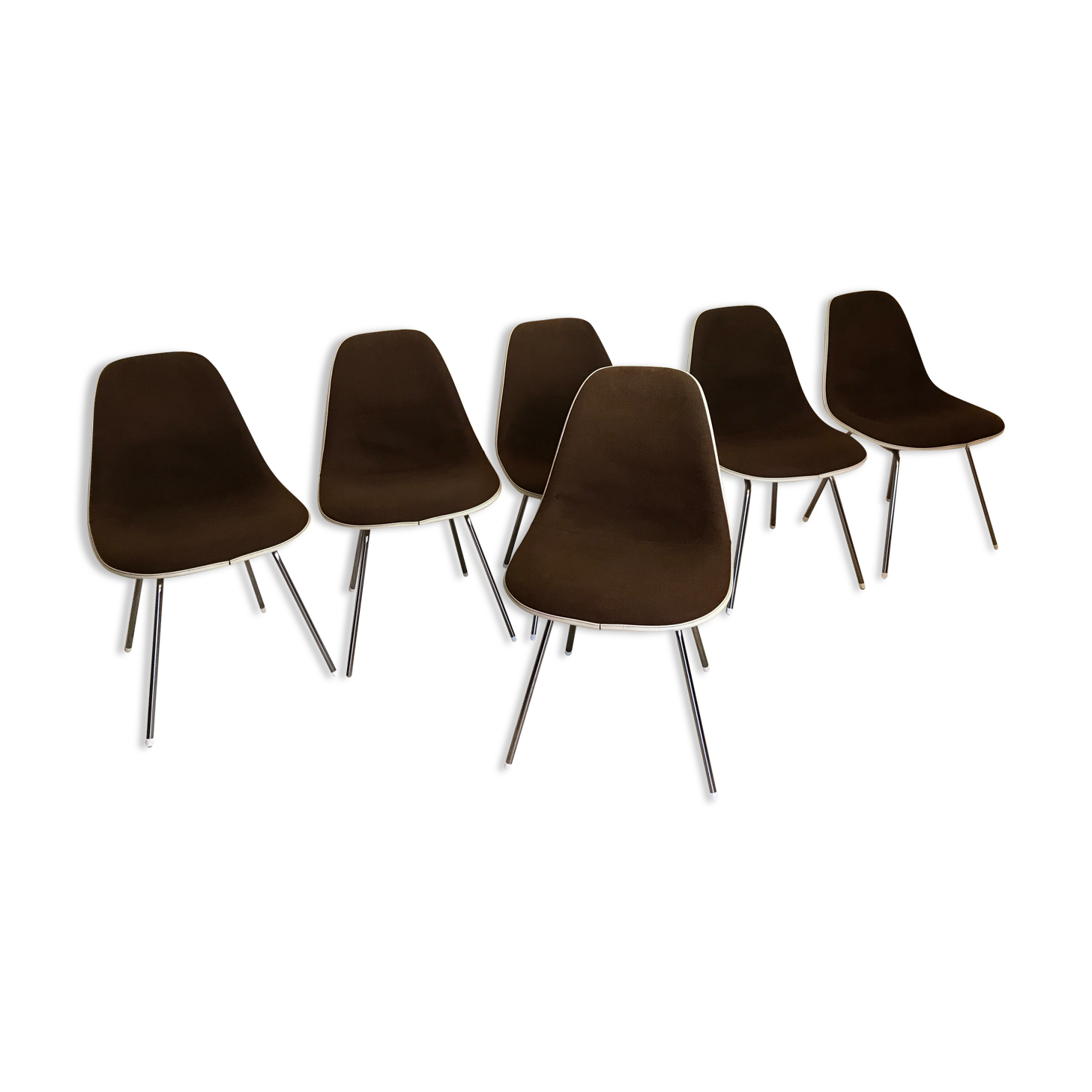Set of 6 Charles and Ray Eames chairs for Herman Miller, 1960-70's