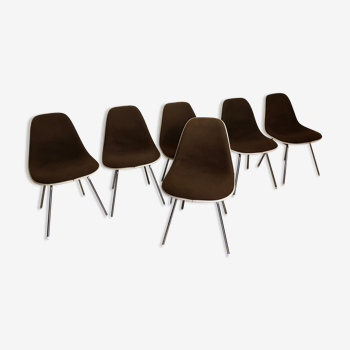 Set of 6 Charles and Ray Eames chairs for Herman Miller, 1960-70's