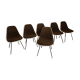 Set of 6 Charles and Ray Eames chairs for Herman Miller, 1960-70's