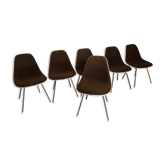 Set of 6 Charles and Ray Eames chairs for Herman Miller, 1960-70's