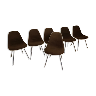 Set of 6 Charles and Ray Eames chairs for Herman Miller, 1960-70's