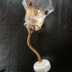 Elbow Wall Lamp Porcelain Tulip Gold with Flowers