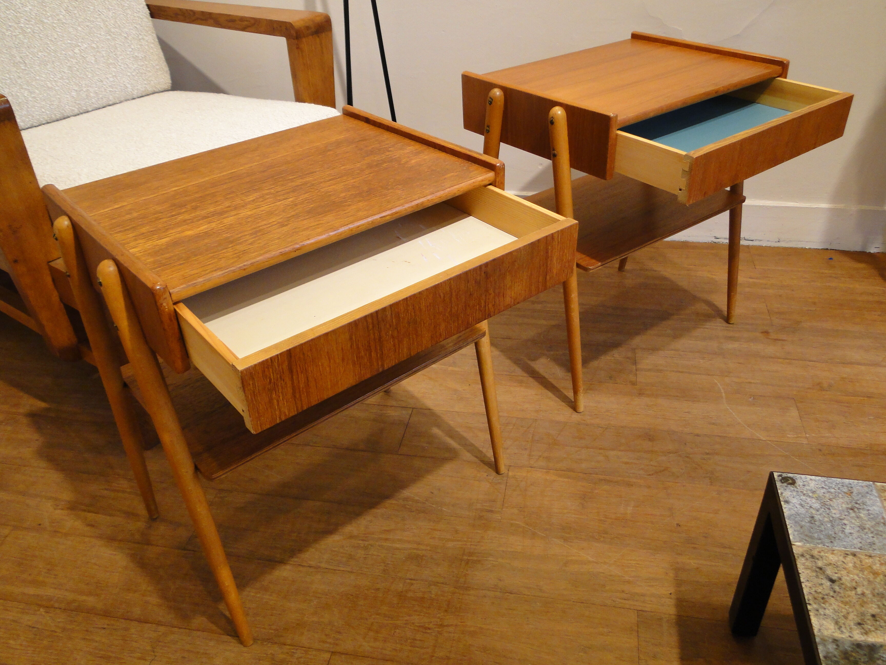 Pair of bedside teaks in AB Carlström & Co Möbelfabrik 1960