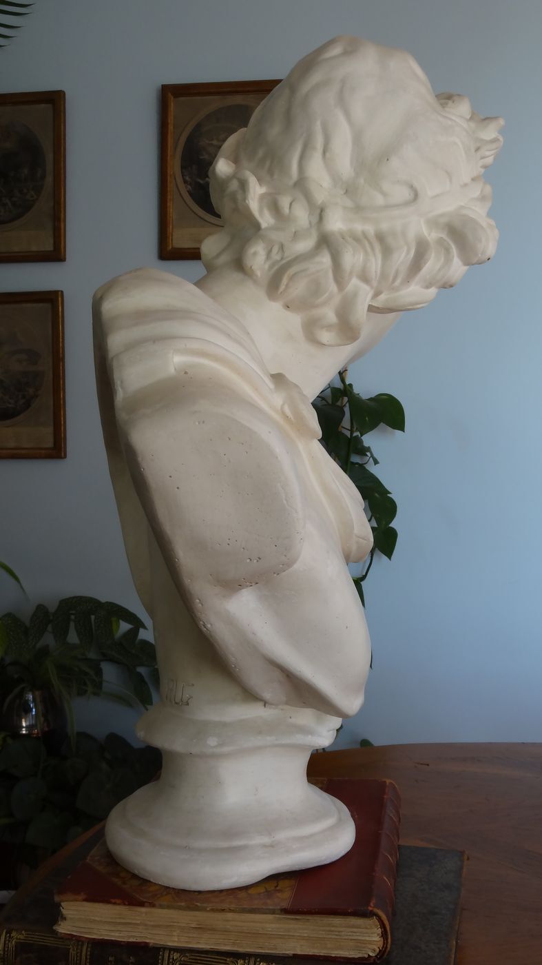 Plaster bust in the antique Apollo of the Belvedere, 70 cm
