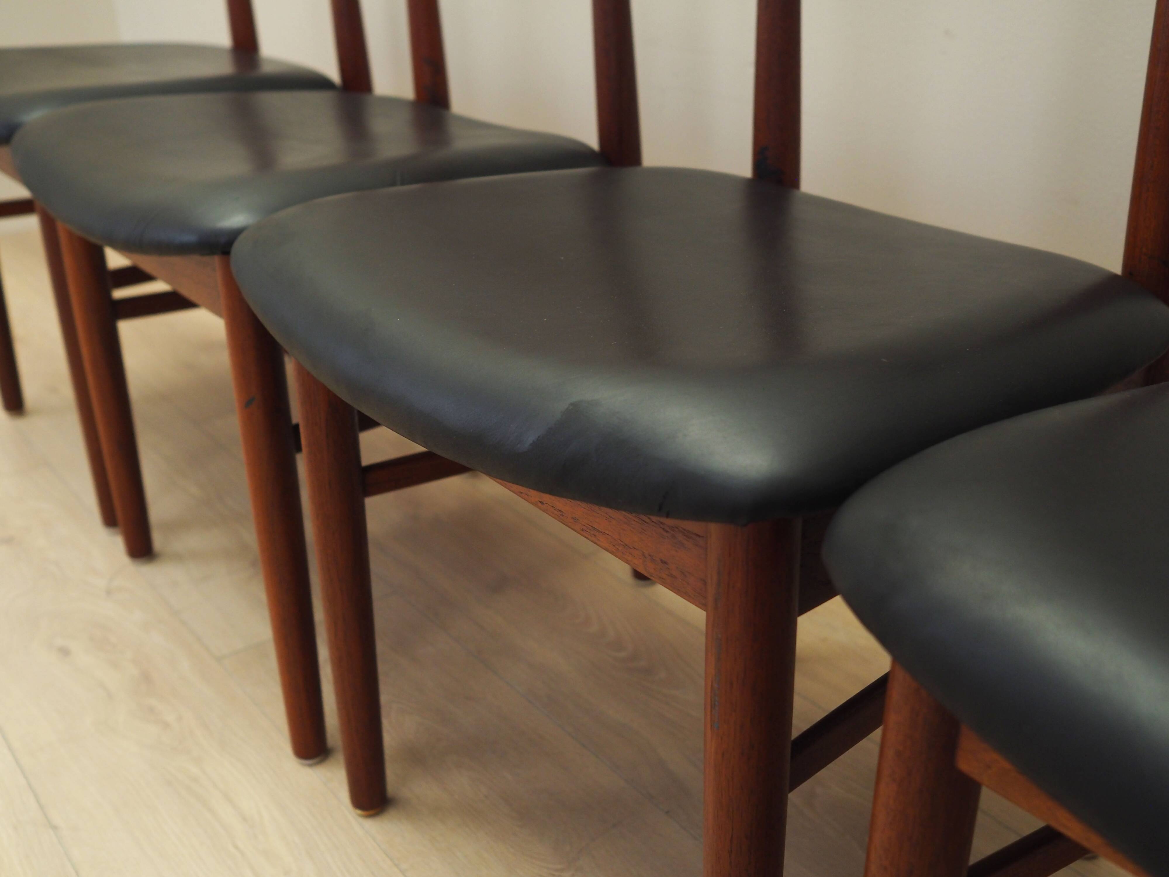 Set of four teak chairs, Danish design, 1960s, manufacture: Bruno Hansen, d