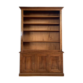 Bibus bookcase of walnut parquet with blonde patina