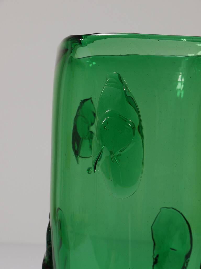 Large Green Glass Vase Vetro Verde from Empoli, Italy, 1960s