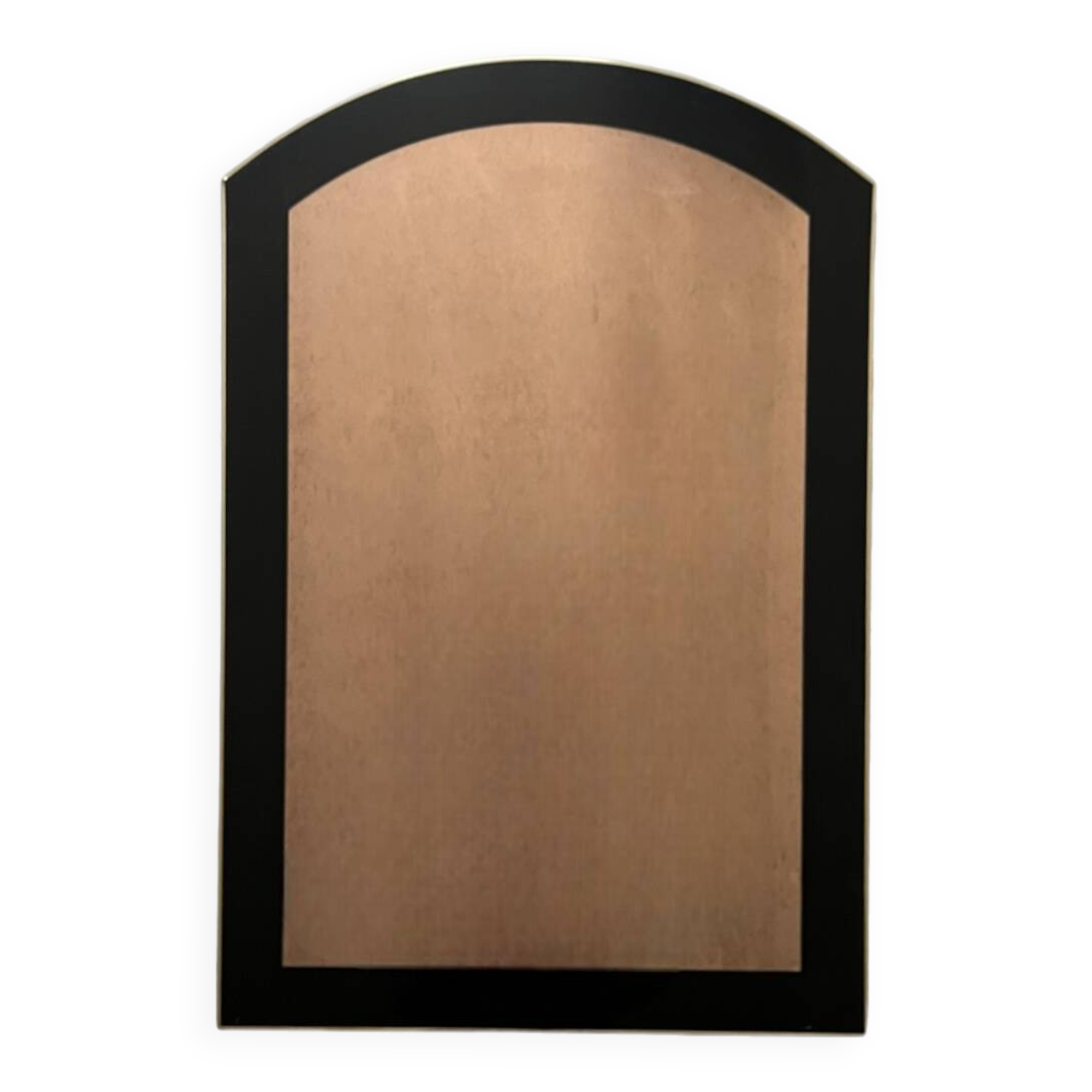 Large brass mirror and pink glass circa 1970