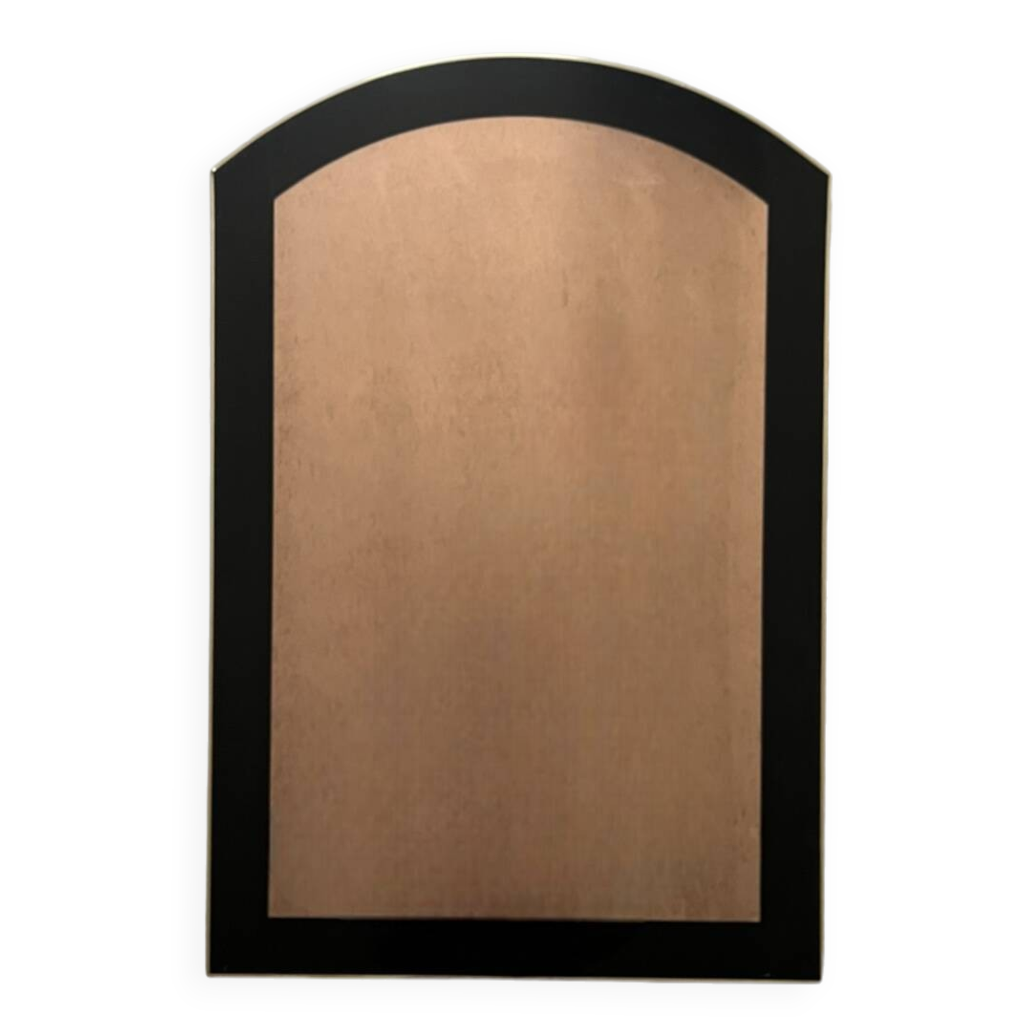 Grand miroir laiton et glace rose circa 1970