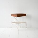 Table de chevet scandinave en métal et acajou, années 1960