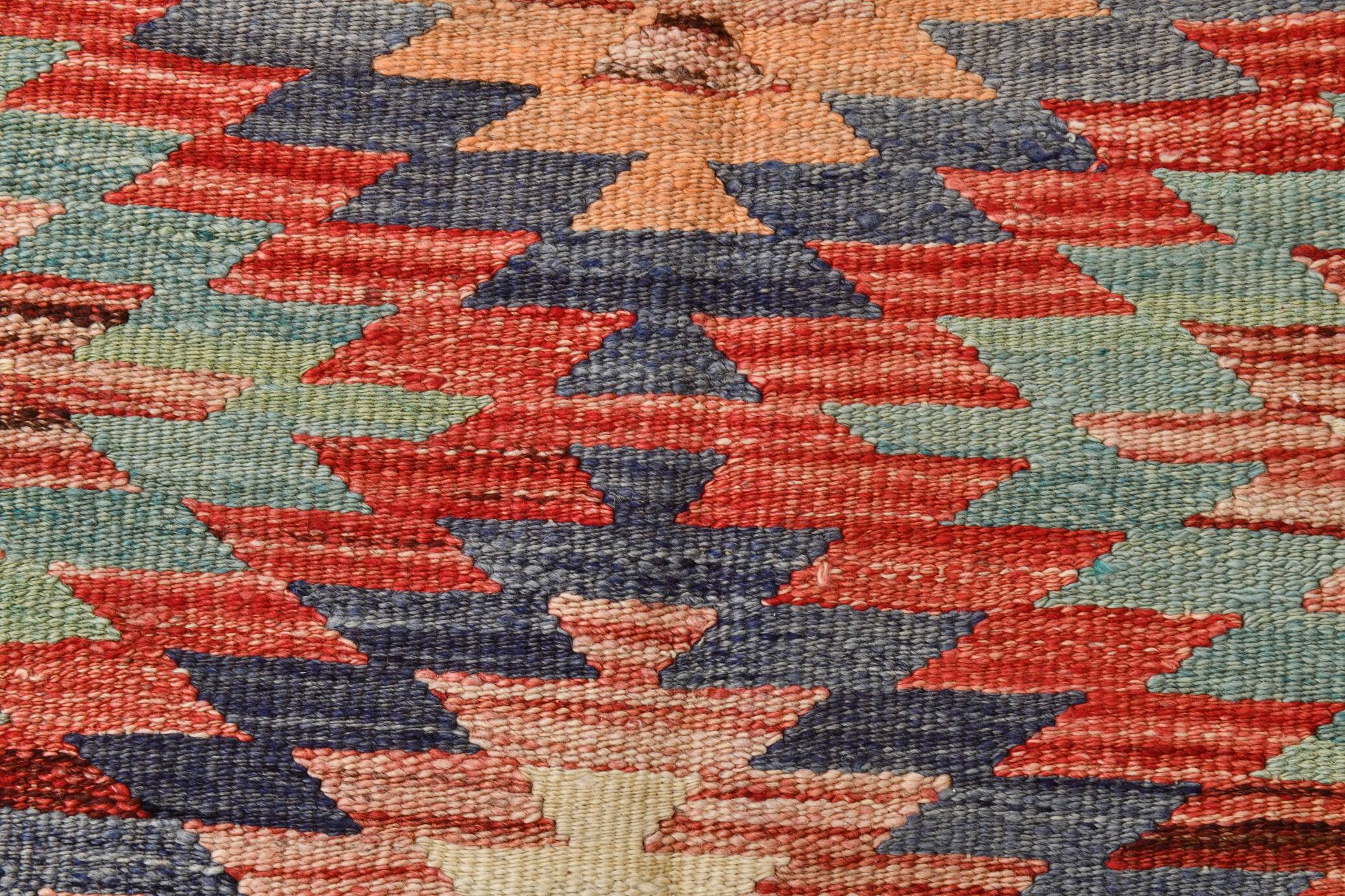 Multicolor Star Pattern Decorative Kilim Rug, 141x275 Cm