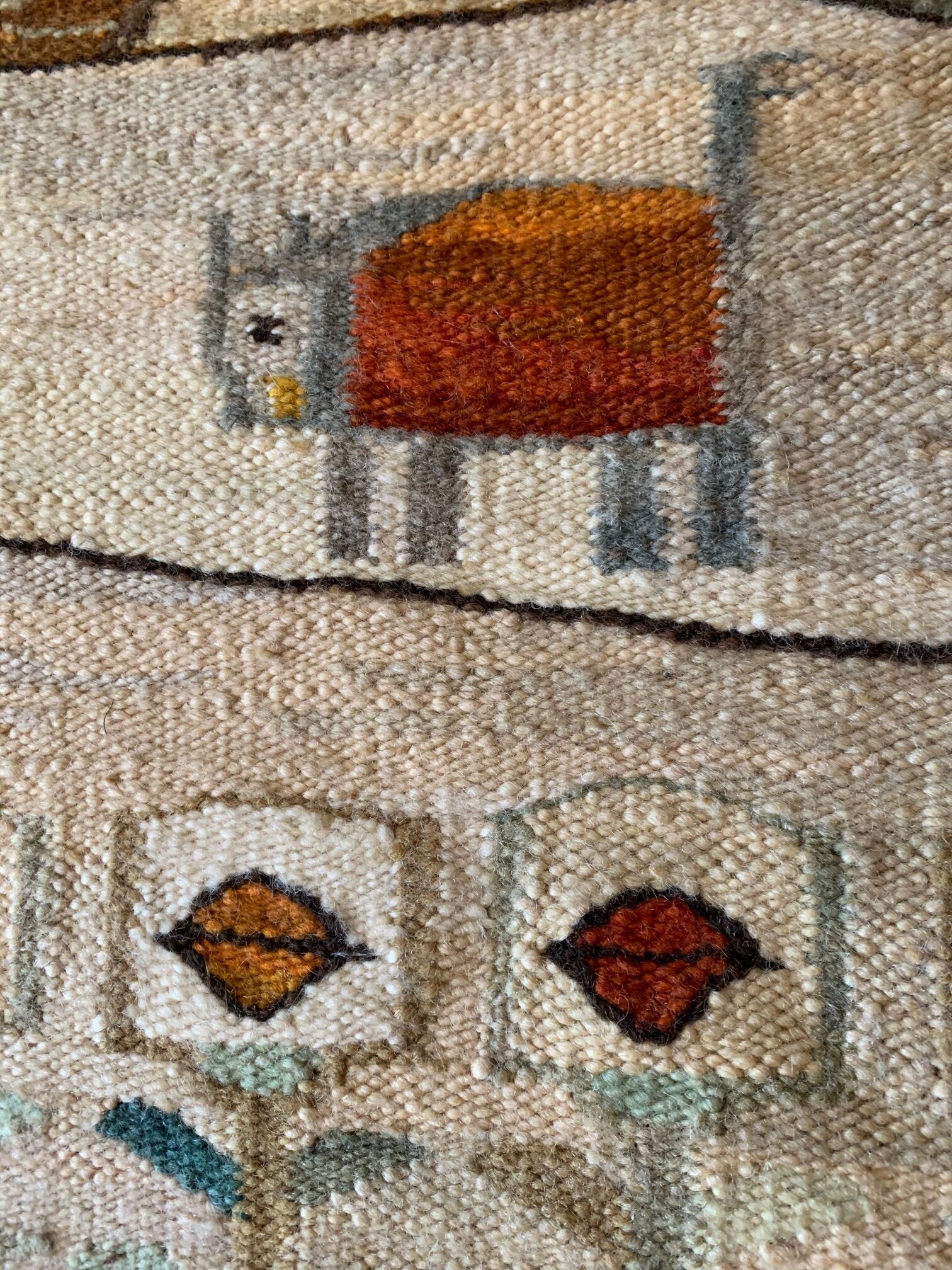 Tapestry "Buffalo" designed by Piotr Grabowski Cepelia 1978