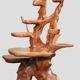 Modern Rustic Adirondack Planter & Pedestal – Organic Wood Art with 3 Shelv