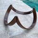 Vintage 1970s organic wood glass round coffee table