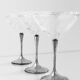 Art Deco Champagne Glasses Set of 3, Sterling Silver & Cut Glass