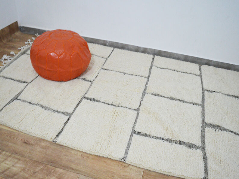 Tapis berbère blanc 255 x 152 cm