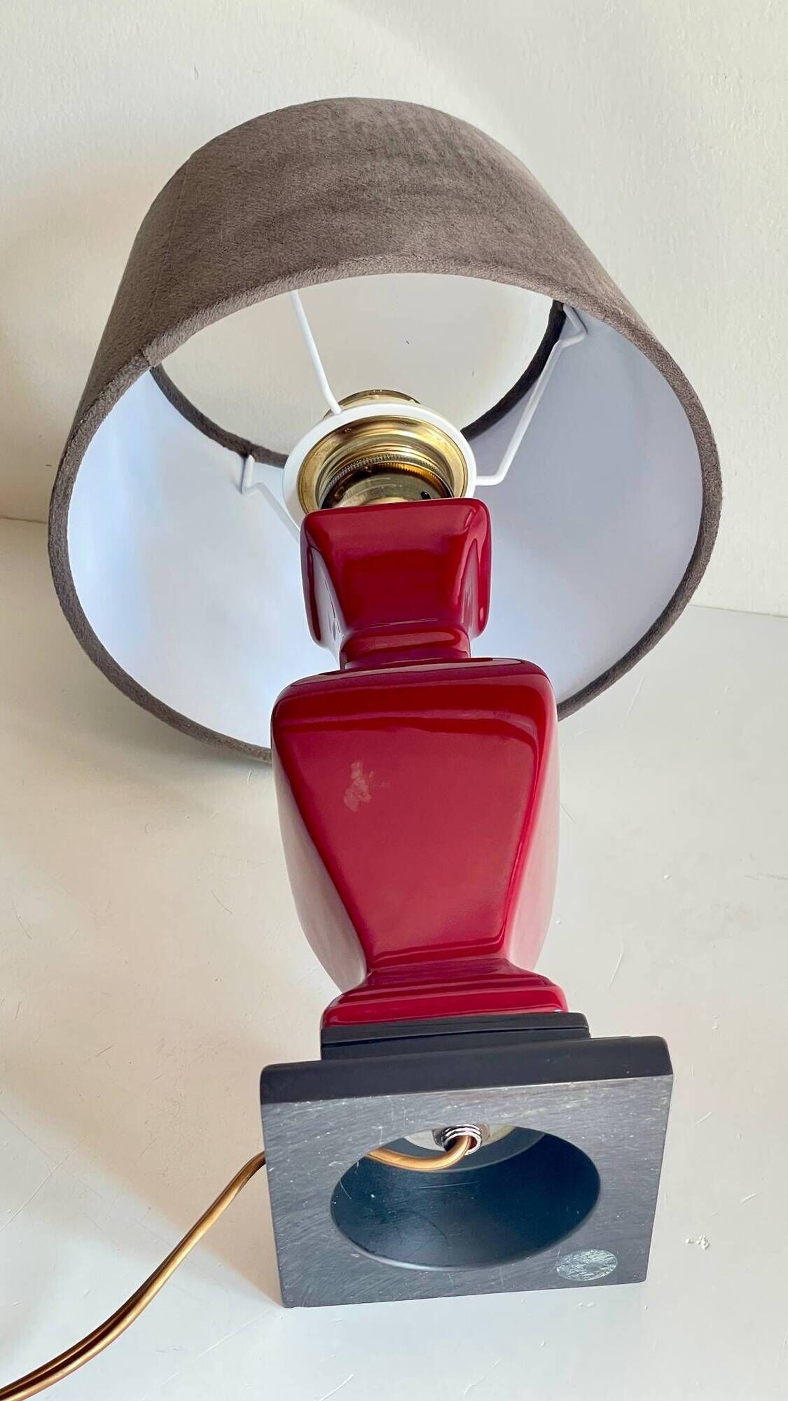 VINTAGE Chic Ceramic and Velvet LAMP