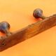 Wall coat rack with 2 coat hooks Turned wood