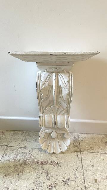 White Patinated Wall Console Shelf