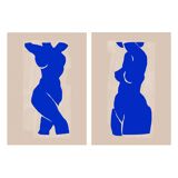 Pair of prints, female silhouette wall art. Set of two, 50x70cm