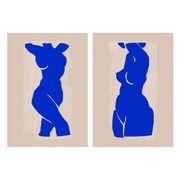 Paire d’estampes, art mural silhouette féminine. Lot de deux, 50x70cm
