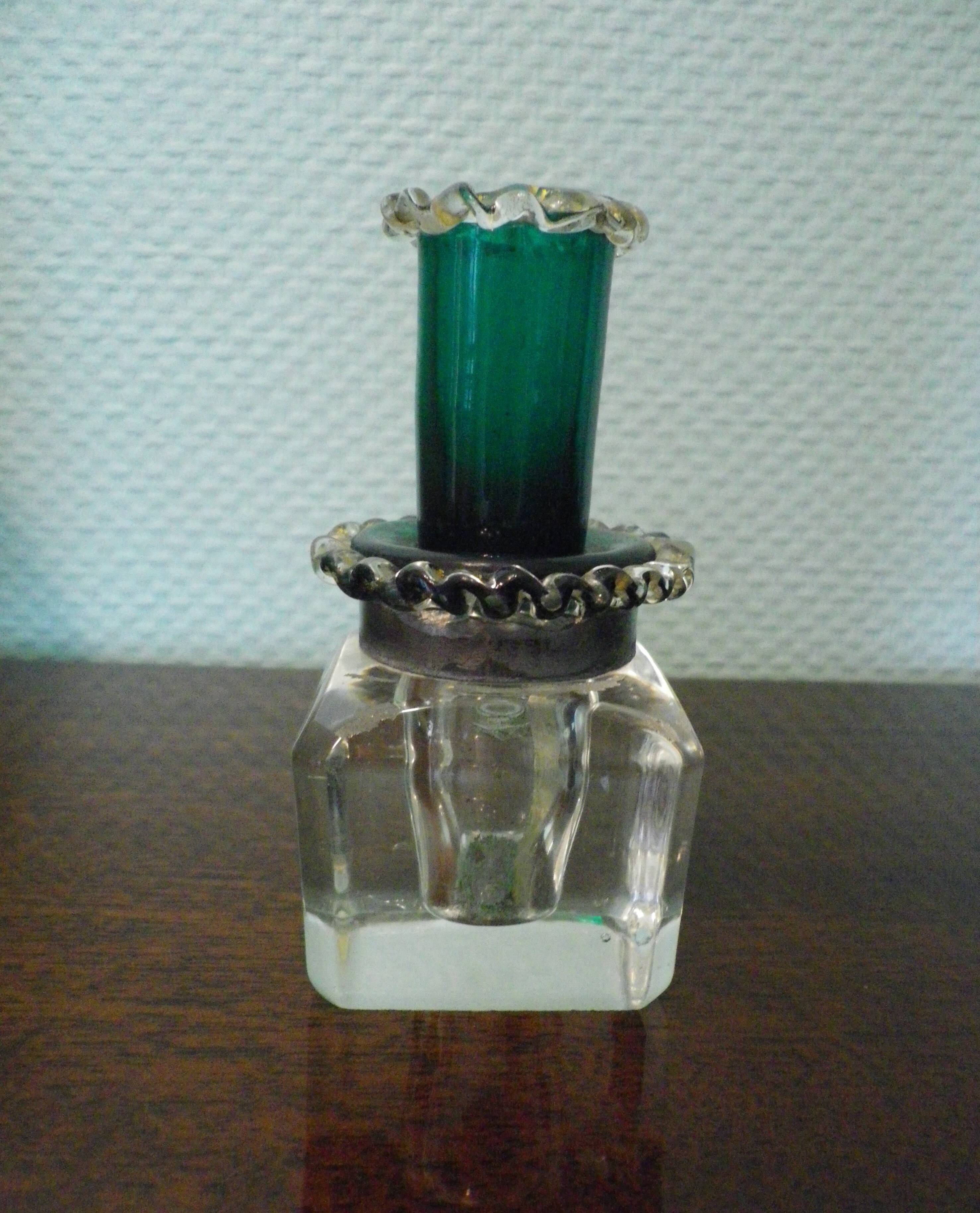 Antique Desk Candlestick from Vallérystal Crystal Factory, 1890s