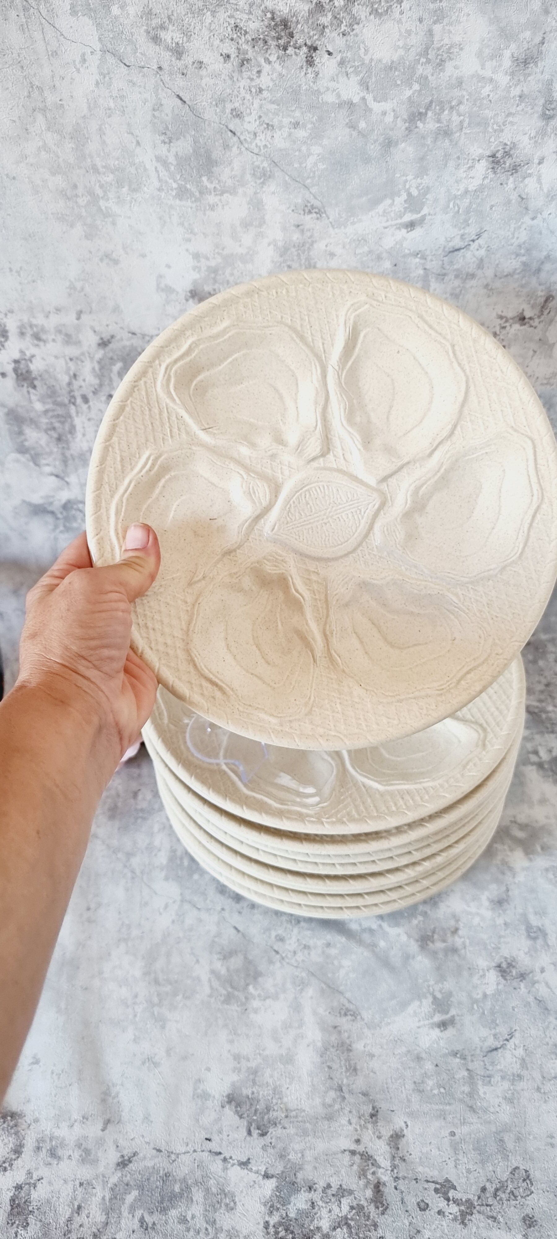 Lot de 12 plats à huîtres en céramique