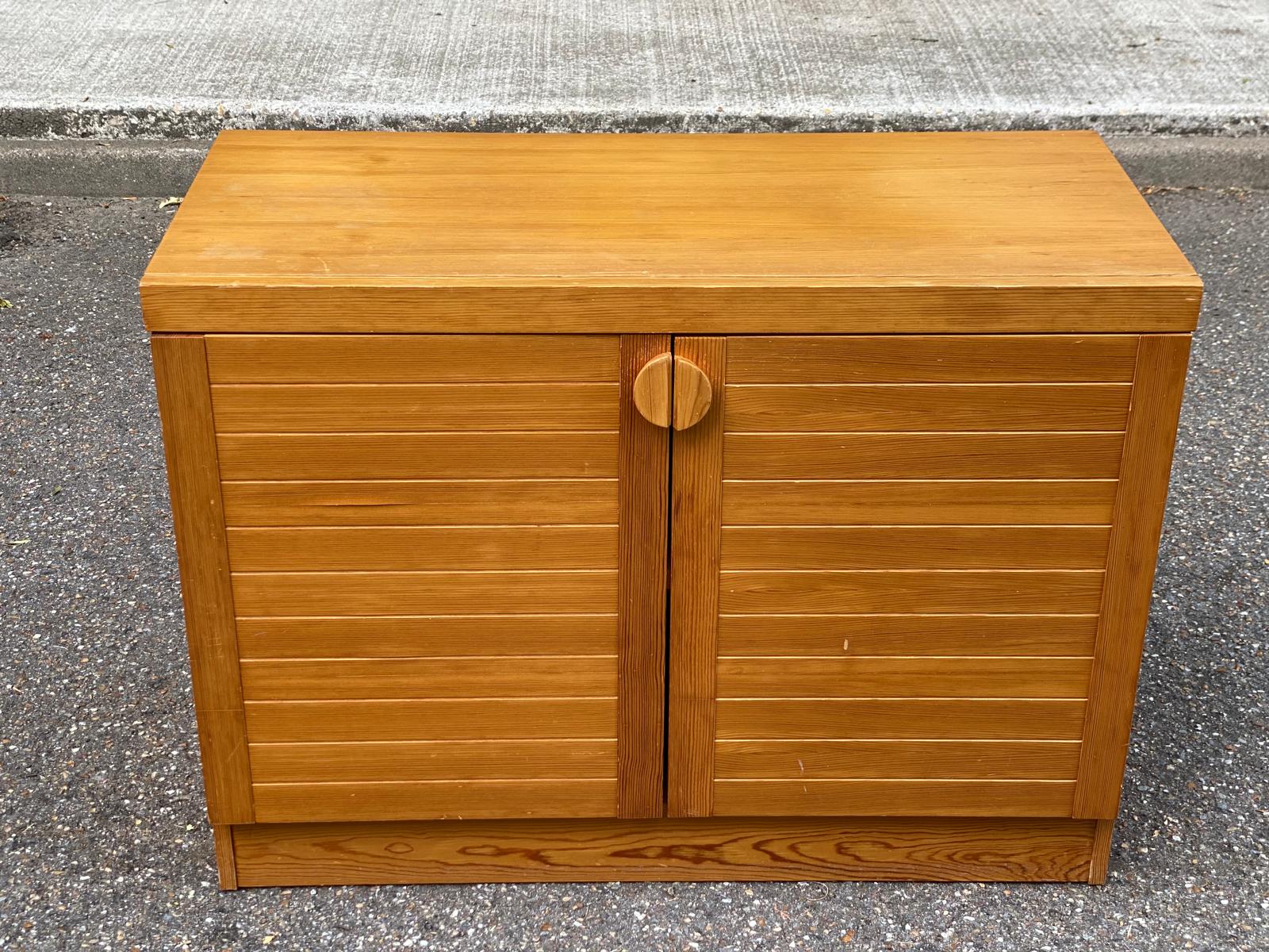 1970s wooden low storage chest.