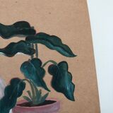 Painting A4 Pottery and green plants