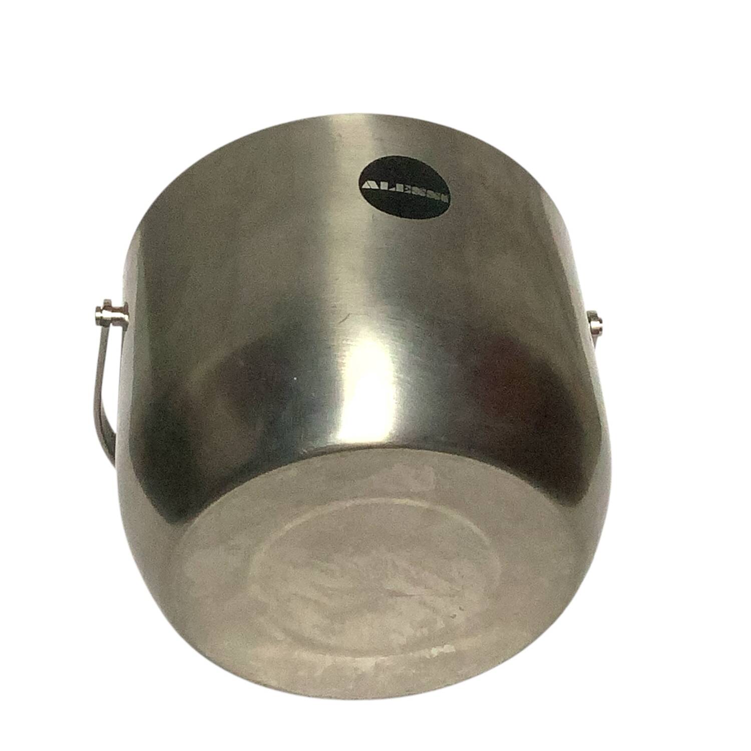Vintage Alessi ice bucket with mechanical lid designed by Anselmo Vita