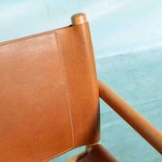 Danish safari chair in beech wood and leather from the 1970s.