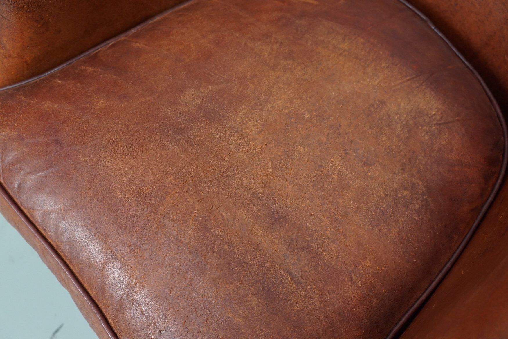 Vintage Dutch cognac leather club chair, 1970s, set of 2