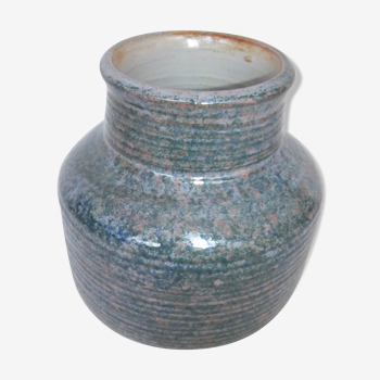 Ceramic ball vase signed Jean Pierre Gasnier dit Pierg Blue green pink