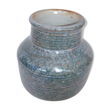 Ceramic ball vase signed Jean Pierre Gasnier dit Pierg Blue green pink