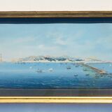 Large Neapolitan gouache: View of Naples. 19th century. Giuseppe Scoppa (attributed)