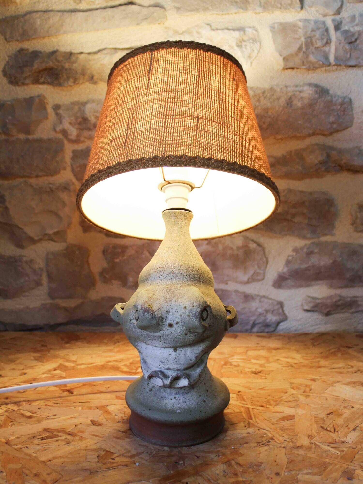 Stoneware lamp by Jean-Claude Séguin - Stoneware from Puisaye
