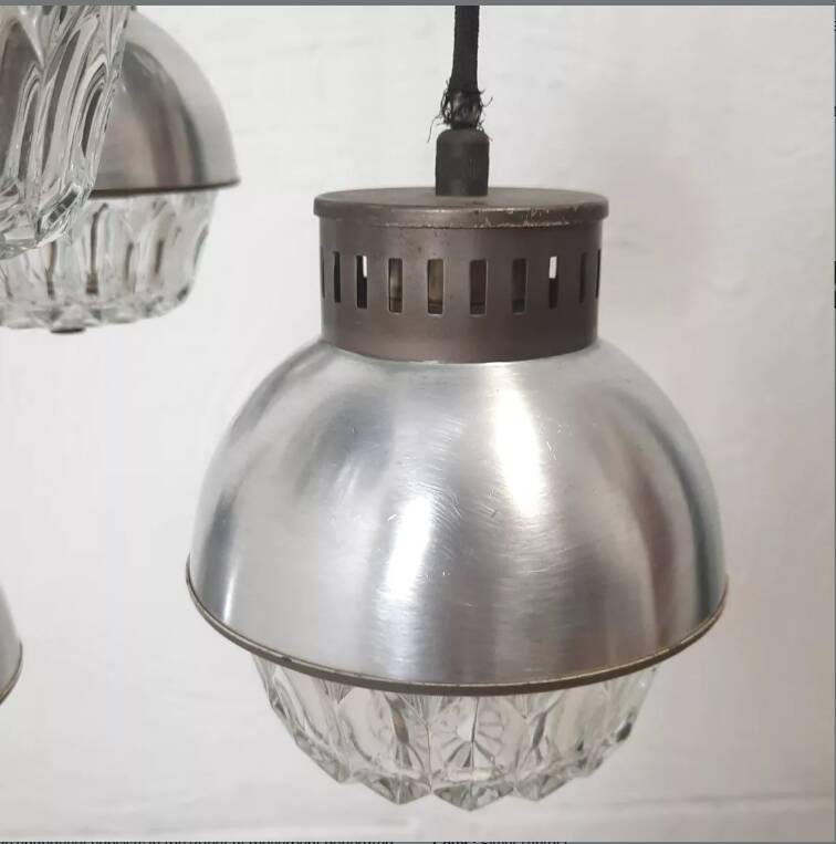 Cascade chandelier - vintage - aluminum and glass