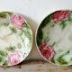 2 OLD SLASH PLATES WITH ROSES DECORATION
