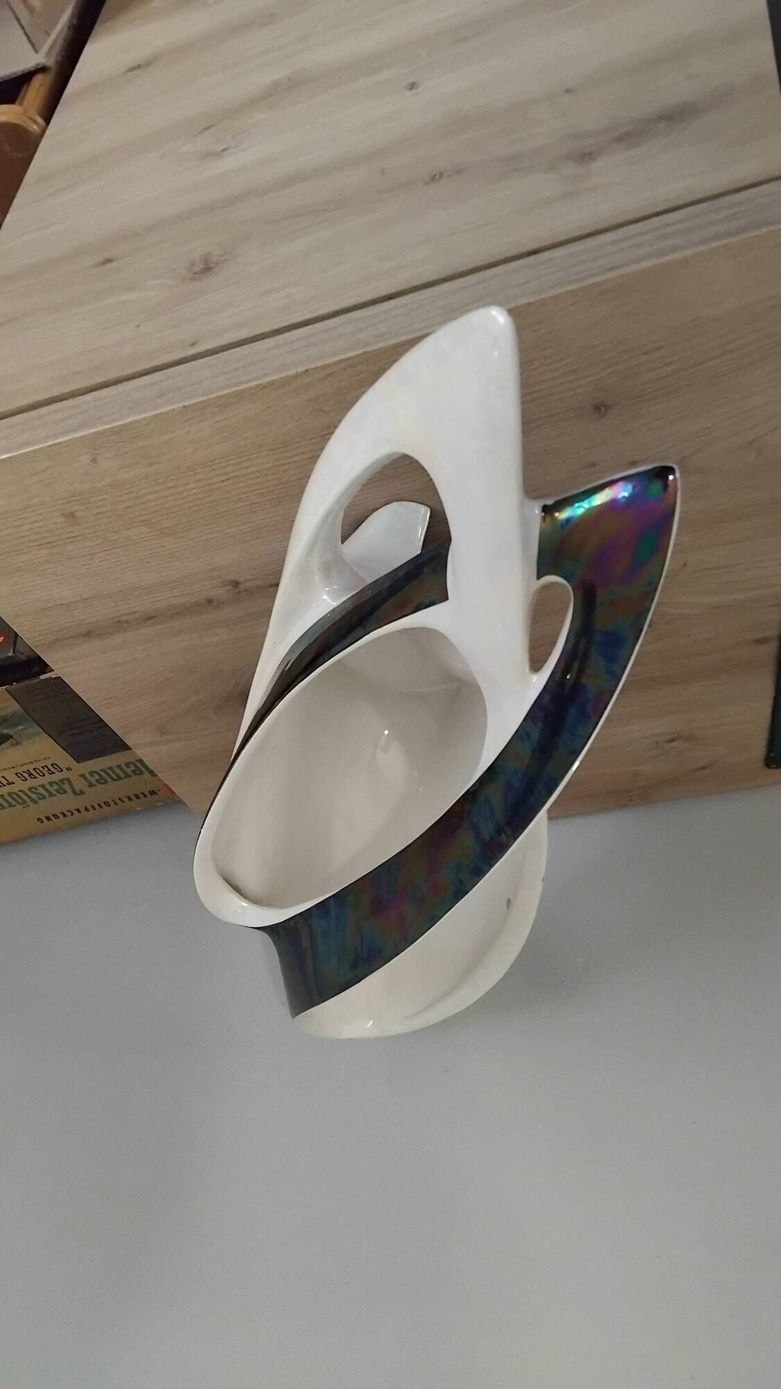 Vintage italian ceramic fruit bowl/vase, 1960s, camillo lusso, 60s vase
