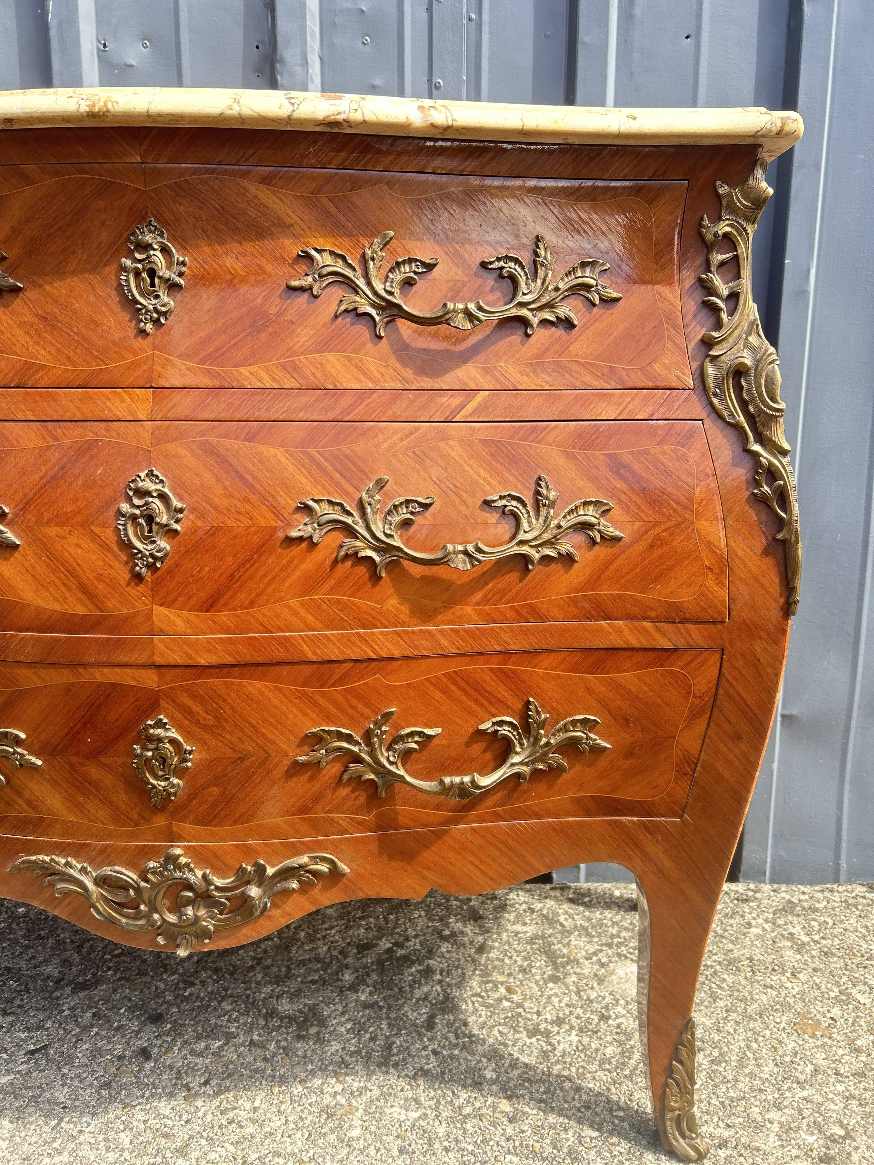 Louis XV Style Commode, 3 drawers, rosewood, marble top