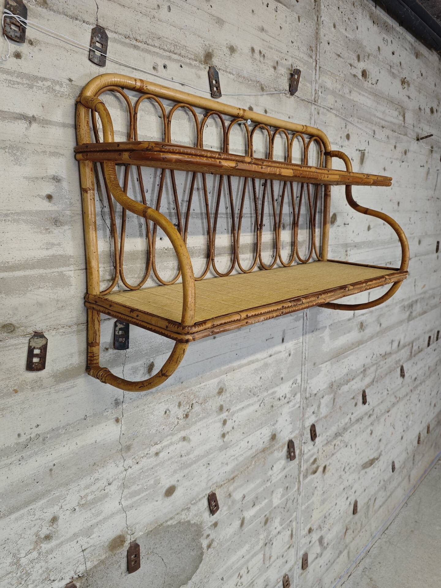 Rattan wall shelf
